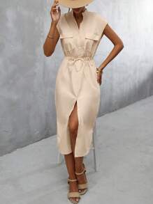 Aveloria 翻蓋口袋腰帶襯衫洋裝