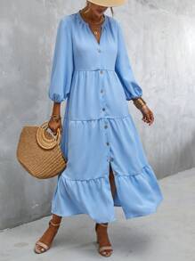 Aveloria 燈籠袖荷葉邊洋裝不附腰帶