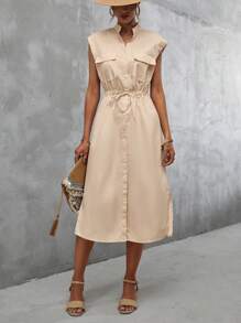 Aveloria 翻蓋口袋腰帶襯衫洋裝