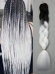 1 包大号编织发 24 英寸，适合女性和儿童日常节日和角色扮演编织佩戴黑色棕色绿色粉色蓝色橙色紫色白色多色时尚合成头发钩针接发实用灵巧的高温头发适合圣诞节新年狂欢音乐节 - 黑與白 - 查看 2