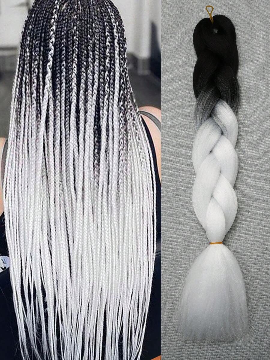 1 包大号编织发 24 英寸，适合女性和儿童日常节日和角色扮演编织佩戴黑色棕色绿色粉色蓝色橙色紫色白色多色时尚合成头发钩针接发实用灵巧的高温头发适合圣诞节新年狂欢音乐节