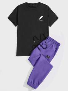 GENTILAND Bộ hai mảnh Nam Dây kéo Đắp vá Túi Lá thư Bộ lạc Giải trí - Màu tím  Violet - Xem 5