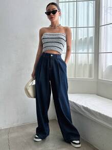 DAZY 纯色阔腿牛仔裤、宽松牛仔裤