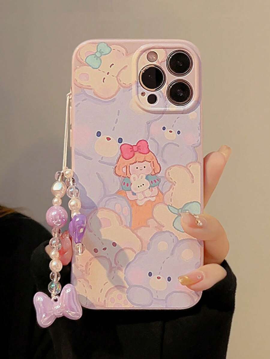 Vỏ điện thoại hình thỏ hoạt hình có dây buộc - Nhiều màu - Xem 1