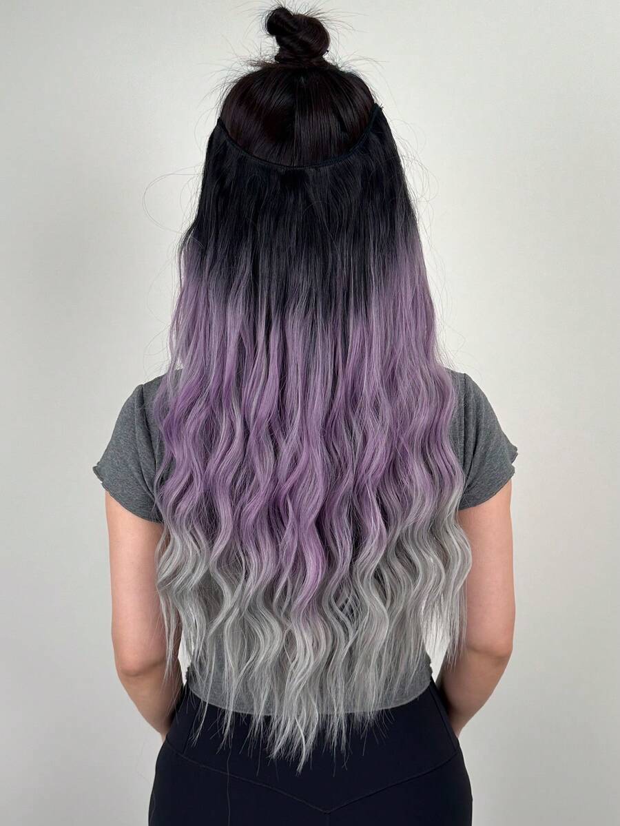 Tóc nối dài xoăn ombre bằng sợi tổng hợp, thích hợp để sử dụng hàng ngày.