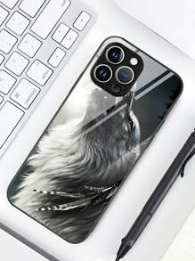 狼樣式手機殼 - 黑與白 - 查看 1