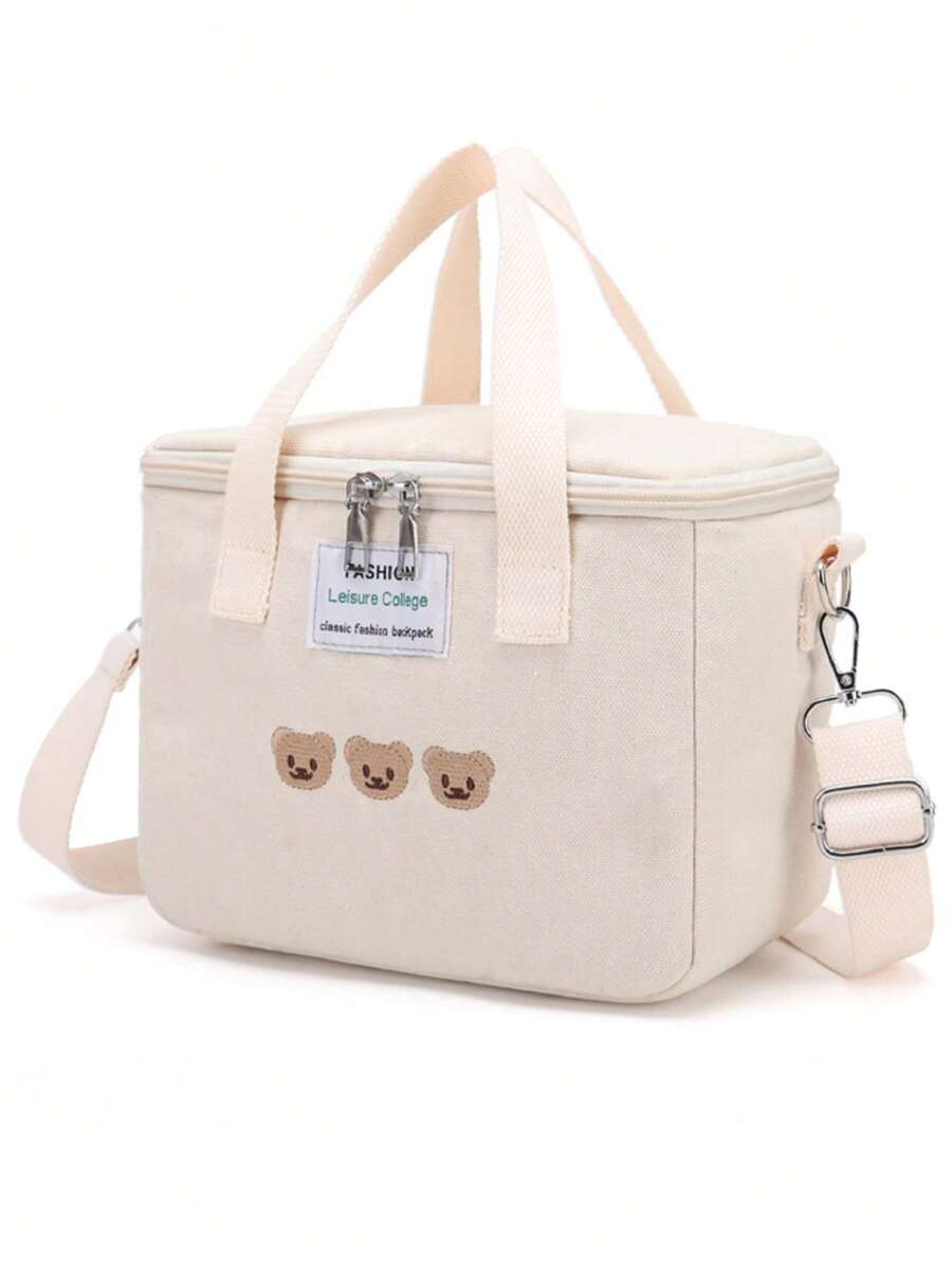 Bebé Bolsa de pañales oso con bordado - Beis - Ver 1