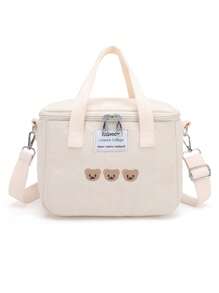 Bebé Bolsa de pañales oso con bordado - Beis - Ver 6