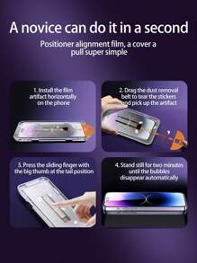 2pcs Instant Adsorption Screen Protector Film Compatible With Apple IPhone 12/13/14/15/16 Series - Clear - View 3