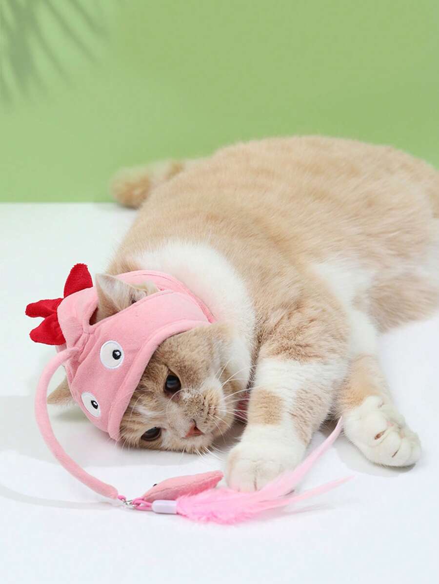 1pc Eyeball Decor Cat Headwear For Cat For Play - Baby Pink - View 1