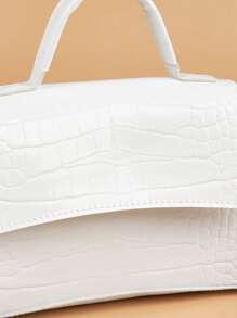 1pc Girl's Crocodile Embossed PU Alisa Crossbody Bag, Suitable For Daily Outings - White - View 5
