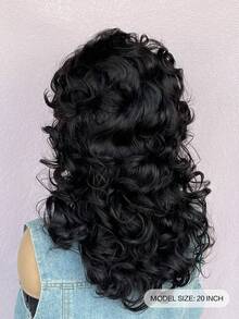 Shoulder Length Curly Wigs For Women, Synthetic Wigs  Elegant Natural Looking For Daily Party - Black - View 2