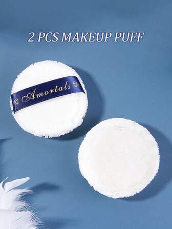 Amortals 2 Pieces Loose Powder Puffs Round Double-Sided Usable Flocked White Silk Ribbon Large Size Thickened Long Fluff Soft Skin-Friendly Makeup Tools Suitable For Travel Christmas Halloween Thanksgiving Valentine's Day Holiday Gift Party Romantic Date Girlfriends Gathering Wedding Daily,Cheap,Stocking Stuffers,Makeup,Makeup Tools,Cheap Stuff,Gifts,Gifts For Women,Christmas Gifts