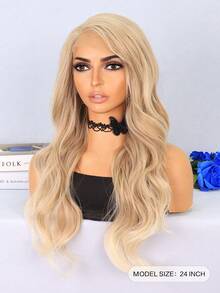 13 X 4 X 1 T 型蕾丝长卷发合成假发 - 米色 - 查看 2