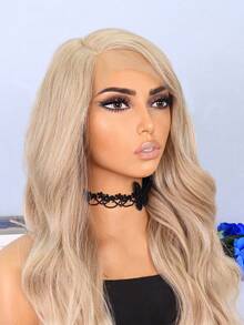 13 X 4 X 1 T 型蕾丝长卷发合成假发 - 米色 - 查看 5