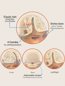13 X 4 X 1 T 型蕾丝长卷发合成假发 - 米色 - 查看 7
