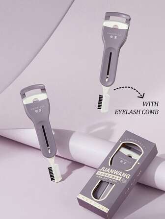 Amortals 1pc Eyelash Curler Set (Curler X1 + Refill Pads X1) With Compact Eyelash Comb, Violet Color, Convenient Curling And Shaping Tool For All Eye Shapes, Suitable For Travel, School, Gifts, Dates, Weddings