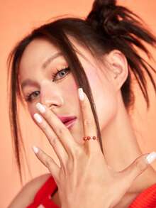 ROMWE Kawaii 1入組可愛鋅合金水鑽和草莓裝飾開口戒指適合女士日常裝飾 - 玫瑰金 - 查看 2