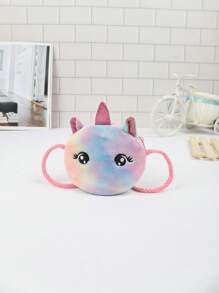 Girls Random Colour Tie Dye Unicorn Design Zipper Cute Novelty Bag - Multicolor - View 1