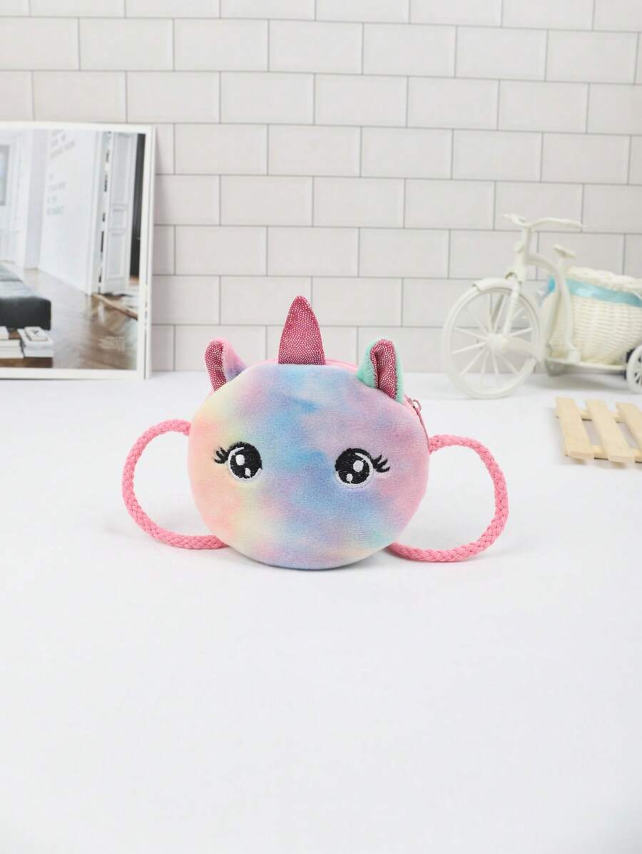 Girls Random Colour Tie Dye Unicorn Design Zipper Cute Novelty Bag - Multicolor - View 1
