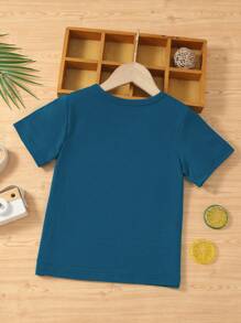 SHEIN 小男童字母和卡通圖案T恤