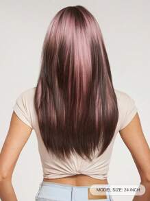 Corte de pelo de mariposa Color degradado Pelucas de cabello lacio en capas con flequillo Pelucas de reemplazo de cabello de fibra sintética Pelucas de cabello para fiesta diaria Ropa de Halloween Regalo para mujeres - Multicolor - Ver 2