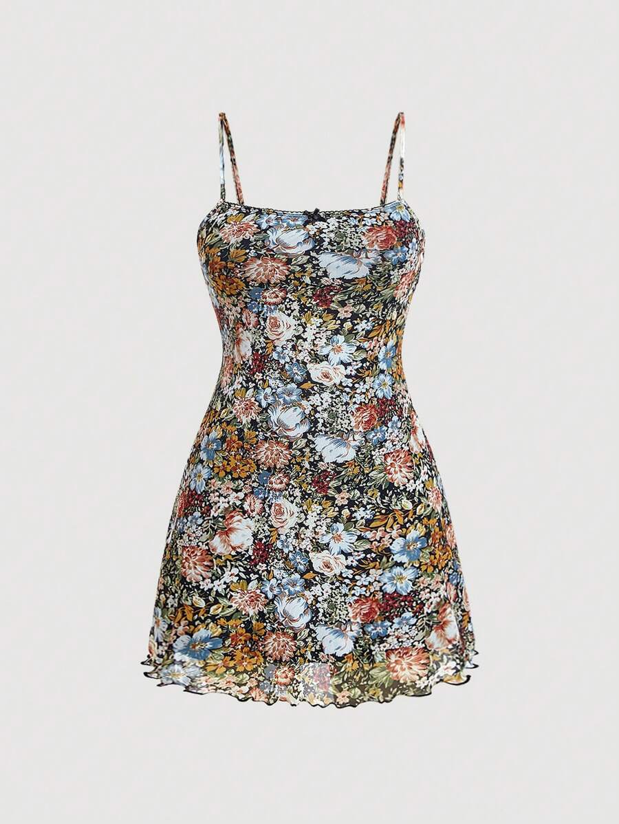 SHEIN MOD Đầm Plus Size Xù nhỏ Hoa Tất cả trên in Boho - Nhiều màu - Xem 1