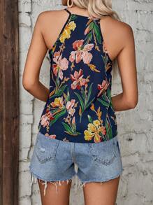 SHEIN LUNE 印花缺口領吊帶上衣