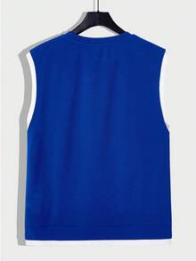 Manfinity RebelGame Men Letter Graphic Contrast Trim Tank Top - Blue - View 2