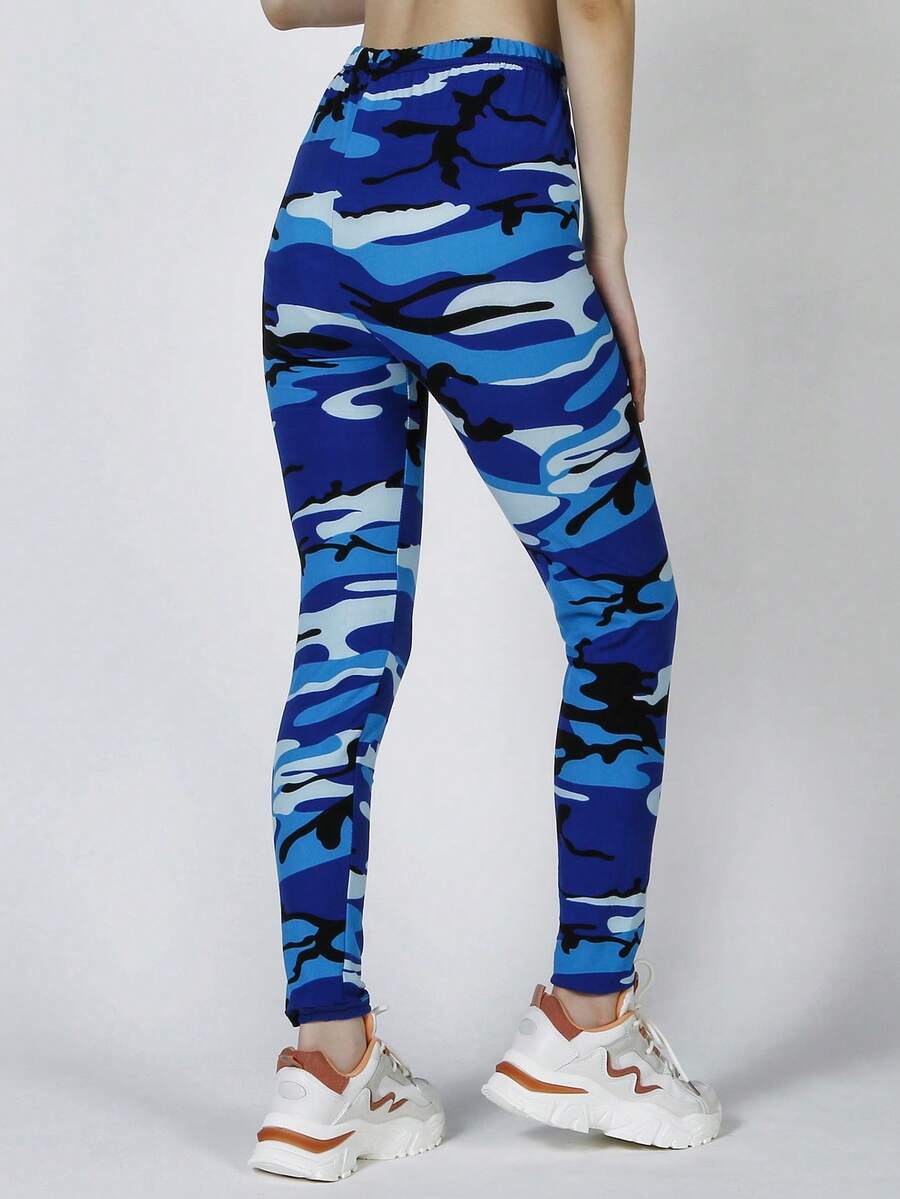 女士休闲时尚紧身裤，多种迷彩图案，柔软舒适，弹力合身，适合健身、锻炼、室内活动、户外运动、旅行，- 短款