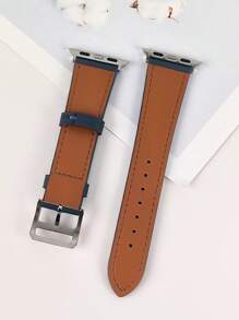 1入組針腳細節PU皮革錶帶適用於Apple Watch - 藍色 - 查看 2