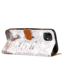 GLANDOTU Phone Case Wallet PU Leather Bag Glitter Girl White Tower Flip Case Compatible With Samsung Galaxy  And Other Phone Models