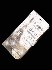 GLANDOTU Phone Case Wallet PU Leather Bag Glitter Girl White Tower Flip Case Compatible With Samsung Galaxy  And Other Phone Models