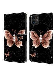 GLANDOTU Rhinestone Butterfly Magnetic closure foldable mobile phone flip base case Compatible With Samsung Galaxy iPhone, Xiaomi and other mobile phone models - Multicolor - View 1