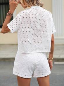 Breezaya Bộ đồ hai mảnh nữ Túi Tranh thêu màu trơn Boho - trắng - Xem 2