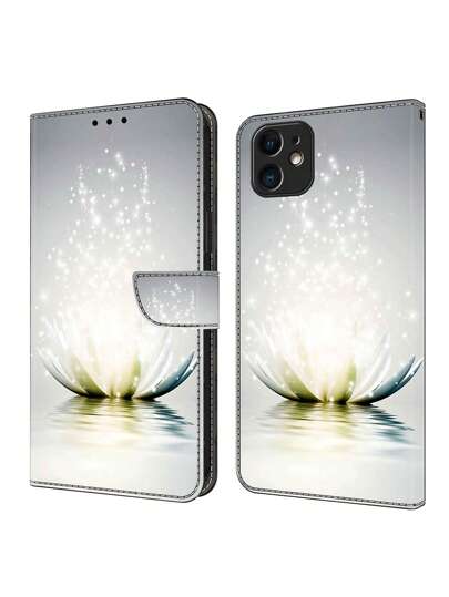 GLANDOTU PU-Leder Handyhülle [Magnetisch] Faltbarer Ständer Geldbörse Handyhülle Flip Lotus Muster kompatibel mit Samsung Galaxy und anderen Handymodellen
