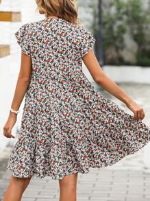 SHEIN LUNE Đầm Xù Viên lá sen Họa tiết hoa Dễ thương - Nhiều màu - Xem 2