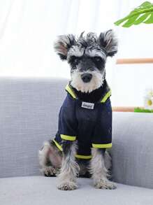 1 chiếc áo thú cưng hai tông màu, quần áo thú cưng mềm sáng tạo màu đen cho thú cưng - Màu xanh hải quân - Xem 5