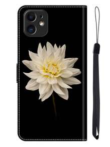 GLANDOTU 白色花卉可折疊手機翻蓋底座保護殼相容於三星 Galaxy 小米和其他手機型號 - 彩色 - 查看 2