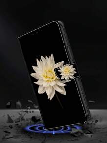 GLANDOTU 白色花卉可折疊手機翻蓋底座保護殼相容於三星 Galaxy 小米和其他手機型號 - 彩色 - 查看 5