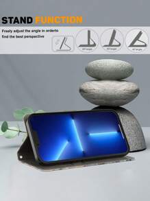 GLANDOTU 白色花卉可折疊手機翻蓋底座保護殼相容於三星 Galaxy 小米和其他手機型號 - 彩色 - 查看 8