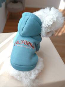 1 áo khoác thú cưng họa tiết chữ cái, quần áo thú cưng mềm sáng tạo màu đen cho thú cưng - Màu xanh lam - Xem 1