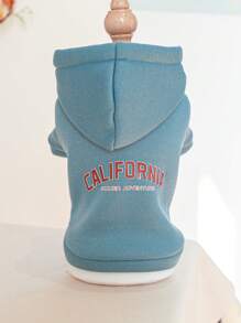 1 áo khoác thú cưng họa tiết chữ cái, quần áo thú cưng mềm sáng tạo màu đen cho thú cưng - Màu xanh lam - Xem 4