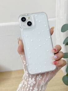 1pc White Star Transparent Minimalist Shockproof TPU Phone Case, Suitable For IPhone 11 12 13 14 15 16 17 Pro Max - White - View 1