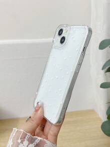 1pc White Star Transparent Minimalist Shockproof TPU Phone Case, Suitable For IPhone 11 12 13 14 15 16 17 Pro Max - White - View 3
