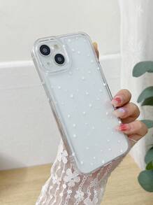 1pc White Star Transparent Minimalist Shockproof TPU Phone Case, Suitable For IPhone 11 12 13 14 15 16 17 Pro Max - White - View 4