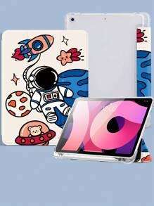 Cartoon Astronaut Pattern Case Compatible With IPad With Pen Slot - Multicolor - View 3