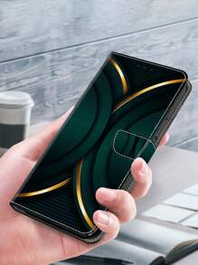 GLANDOTU Vỏ điện thoại di động có thể gập lại bằng da PU có chức năng chân đế, khe cắm thẻ và kẹp từ tính Tương thích với iPhone Galaxy, điện thoại di động và các mẫu điện thoại di động khác (màu xanh lá cây với viền vàng) - Nhiều màu - Xem 5