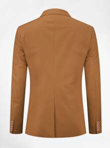 CLOUDSTYLE Men Lapel Neck Single Button Blazer - Brown - View 2