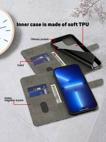 GLANDOTU Foldable Case With Stand Function, Card Slot And Magnetic Clip PU Leather Flip Wallet Case Compatible With Samsung Galaxy  And Other Models Gold Wings